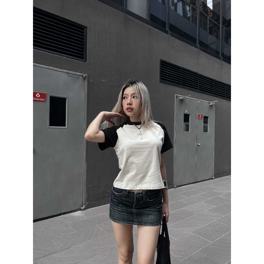 Áo Baby Tee Raglan Local Brand Unisex Devotus Premium 100% Cotton Form Body Fit Fullbox - in logo