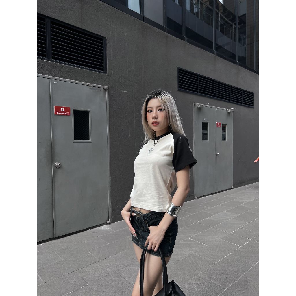 Áo Baby Tee Raglan Local Brand Unisex Devotus Premium 100% Cotton Form Body Fit Fullbox - in logo