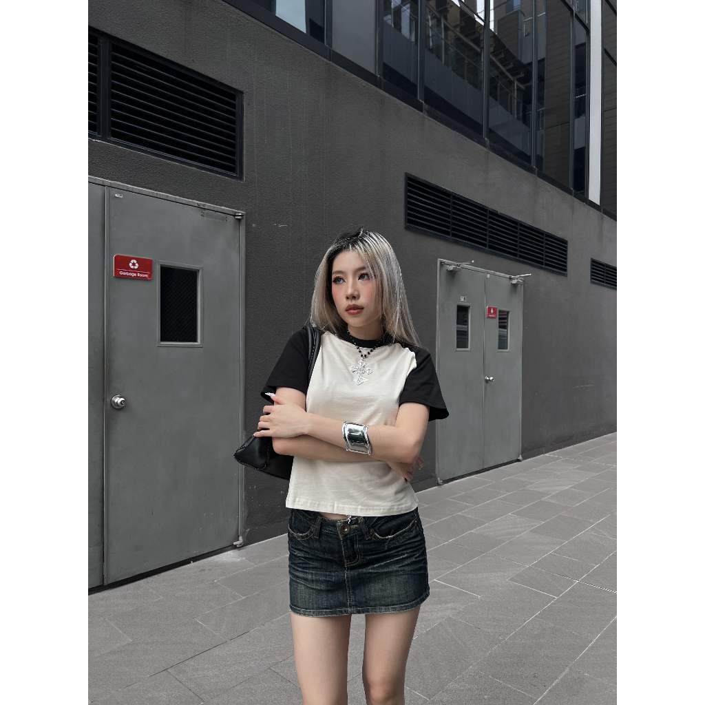 Áo Baby Tee Raglan Local Brand Unisex Devotus Premium 100% Cotton Form Body Fit Fullbox - in logo