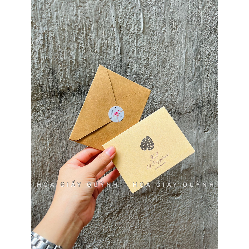 Thiệp giấy Kraft cao cấp phong cách vingtage có phong bì kèm theo