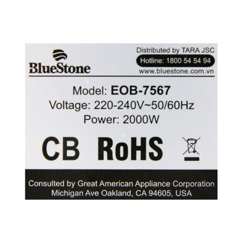 Lò nướng bluestone EOB-7567 45Lít