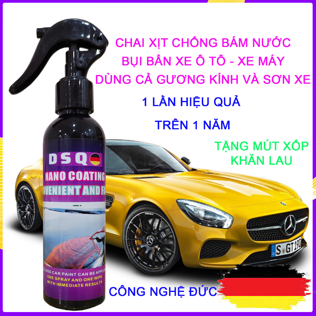 Chai Xịt Phủ Nano Kính Ô Tô Chống Nước - Ceramic Wax Phủ Bóng Xe - Hiệu Ứng Lá Sen,Chống Tia UV, Chống Xước - ANZENAUTO
