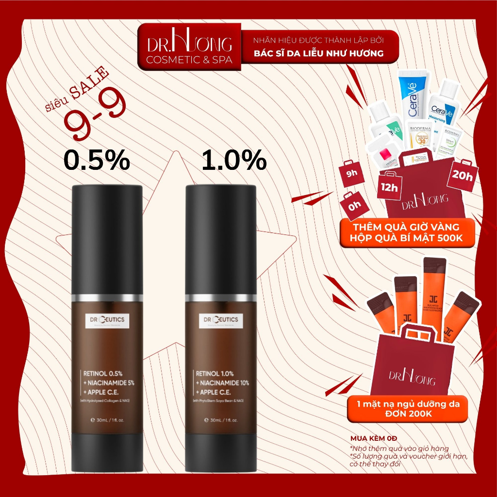Kem Dưỡng Chống Lão DrCeutics Chứa Retinol 0.5 1.0 Niacinamide Và Dịch Chiết Tế Bào Gốc Quả Táo (30ml)
