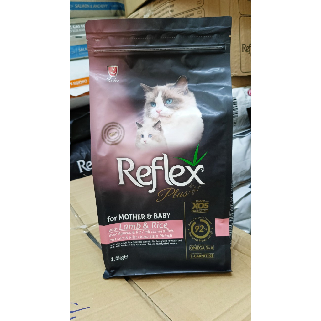 Reflex plus Mother Baby thịt cừu gạo 1,5kg mèo mẹ mèo con thức ăn mèo hạt khô