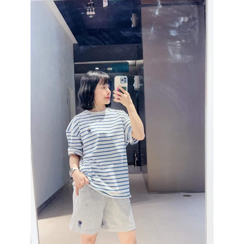 Áo thun kẻ ngang Whoau thêu gấu Steve WHRSD2523U chính hãng sale