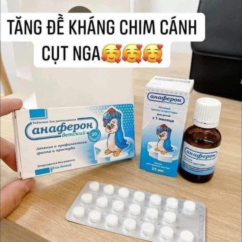 Tăng đề kháng Nga Annaferon chim cánh cụt dạng viên và siro.