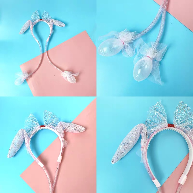 Bờm tai thỏ phát sáng, bờm bóp tai giật giật, Bờm phát sáng băng đô cài tóc tai thỏ nhấp nháy nhiều màu