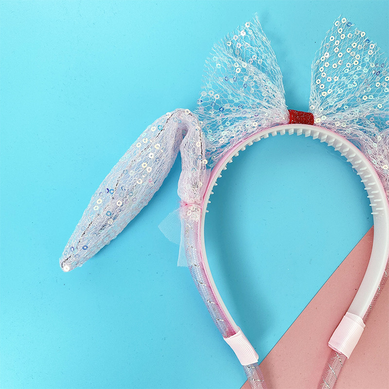 Bờm tai thỏ phát sáng, bờm bóp tai giật giật, Bờm phát sáng băng đô cài tóc tai thỏ nhấp nháy nhiều màu