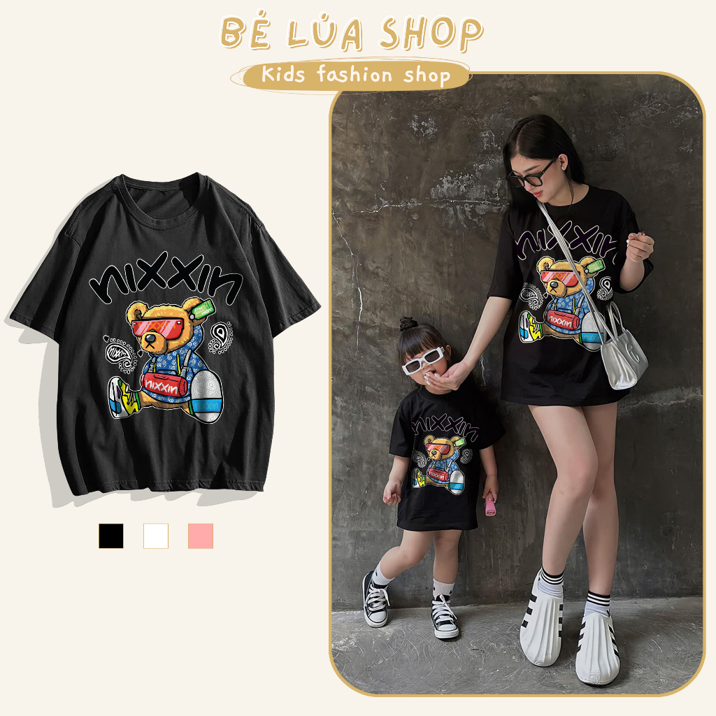 Áo thun gia đình áo trẻ em áo mẹ và bé TEDY2 đáng yêu chất cotton cao cấp đi chơi đi biển du lịch phom unisex