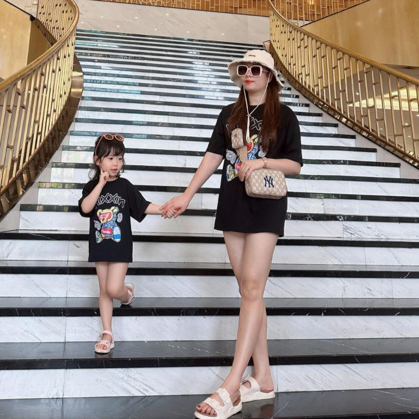 Áo thun gia đình áo trẻ em áo mẹ và bé TEDY2 đáng yêu chất cotton cao cấp đi chơi đi biển du lịch phom unisex