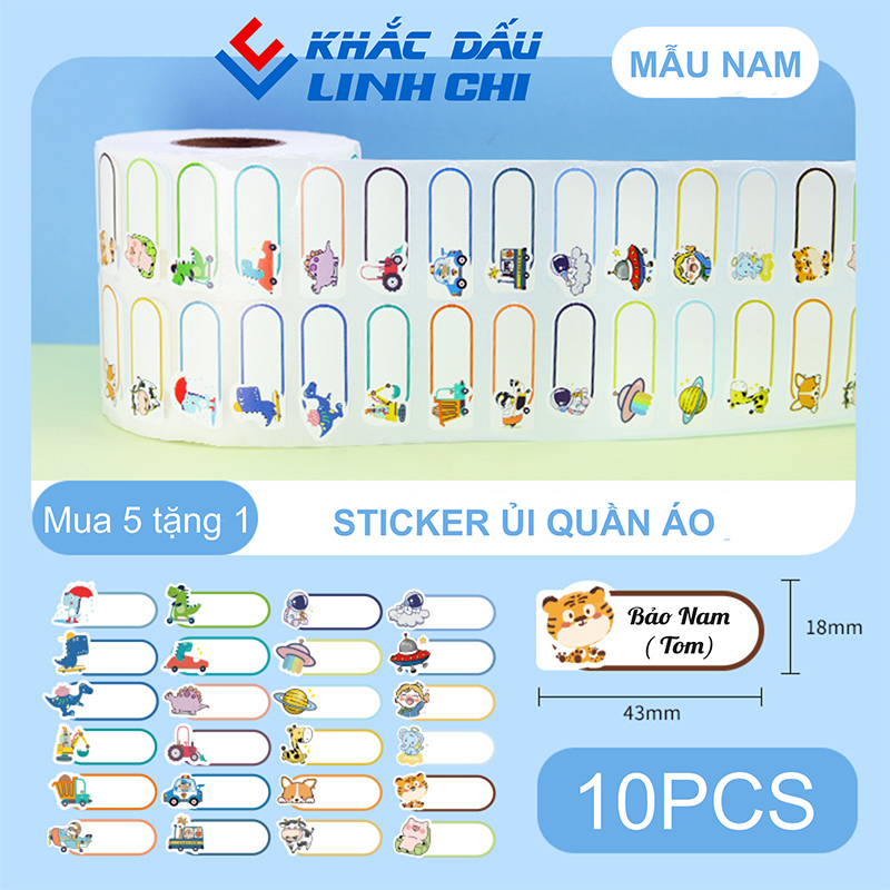 Tem dán lên áo chống nước 10pcs