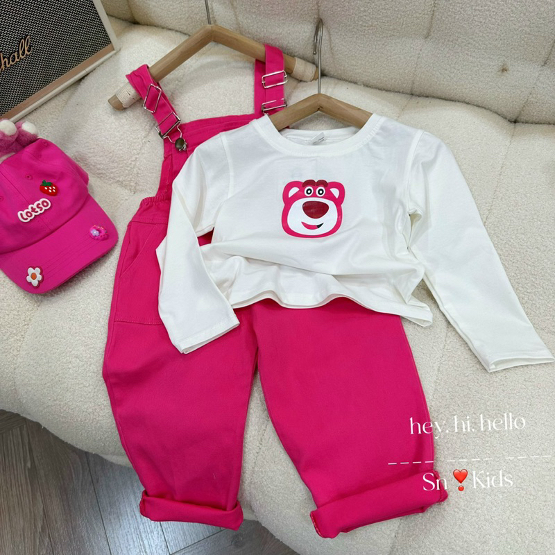 Set yếm hồng dài ko kèm gấu bé gái