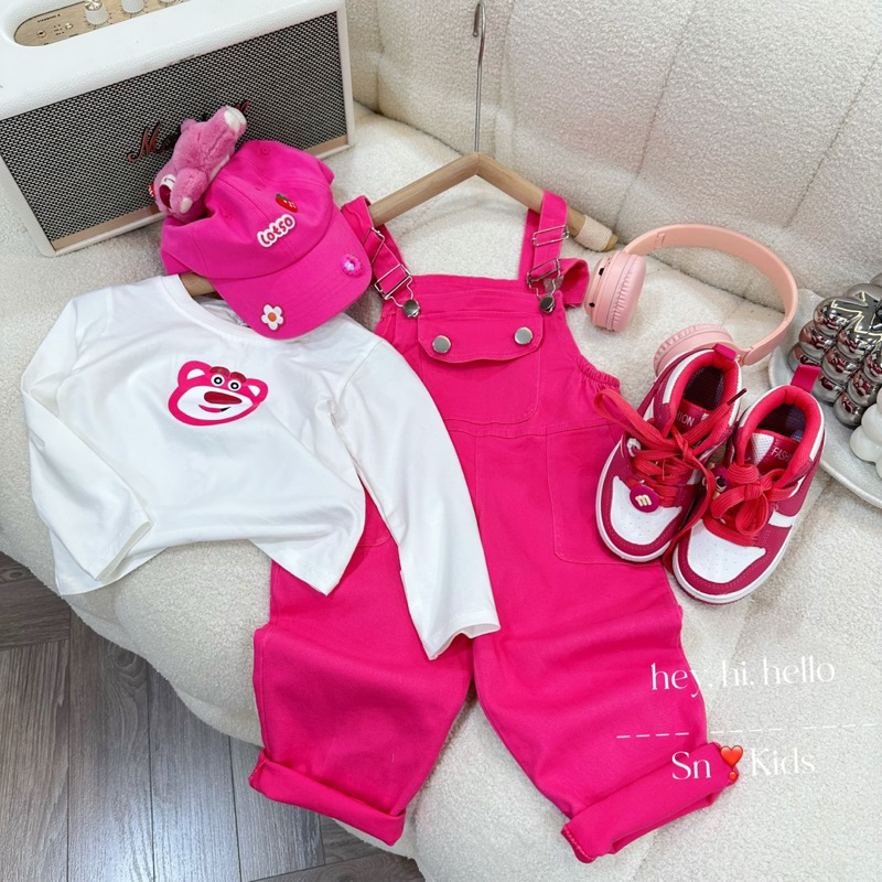 Set yếm hồng dài ko kèm gấu bé gái