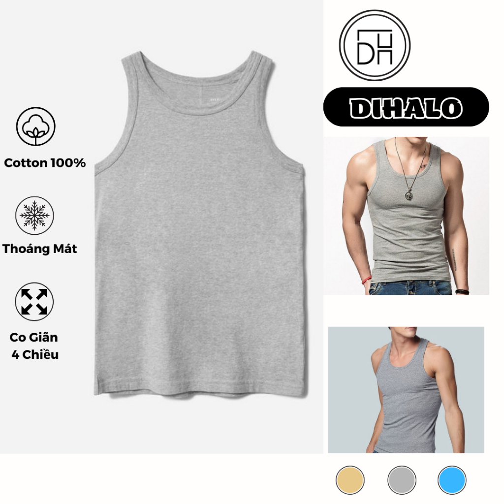 Áo ba lỗ nam, áo lót ba lỗ nam DIHALO cotton co giãn 4 chiều