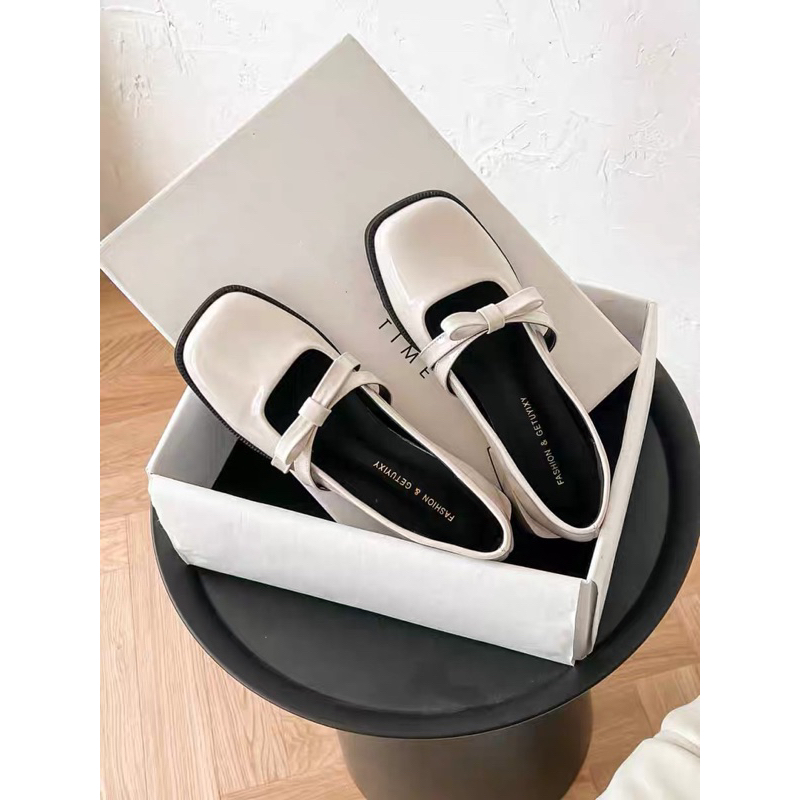 Giày Búp Bê Mary Jane Quai Ngang Đính Nơ Đế 3cm