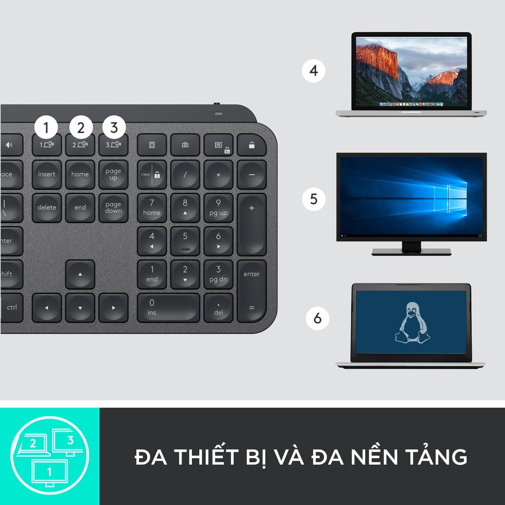 Bàn phím không dây Logitech Mx Keys - Đen