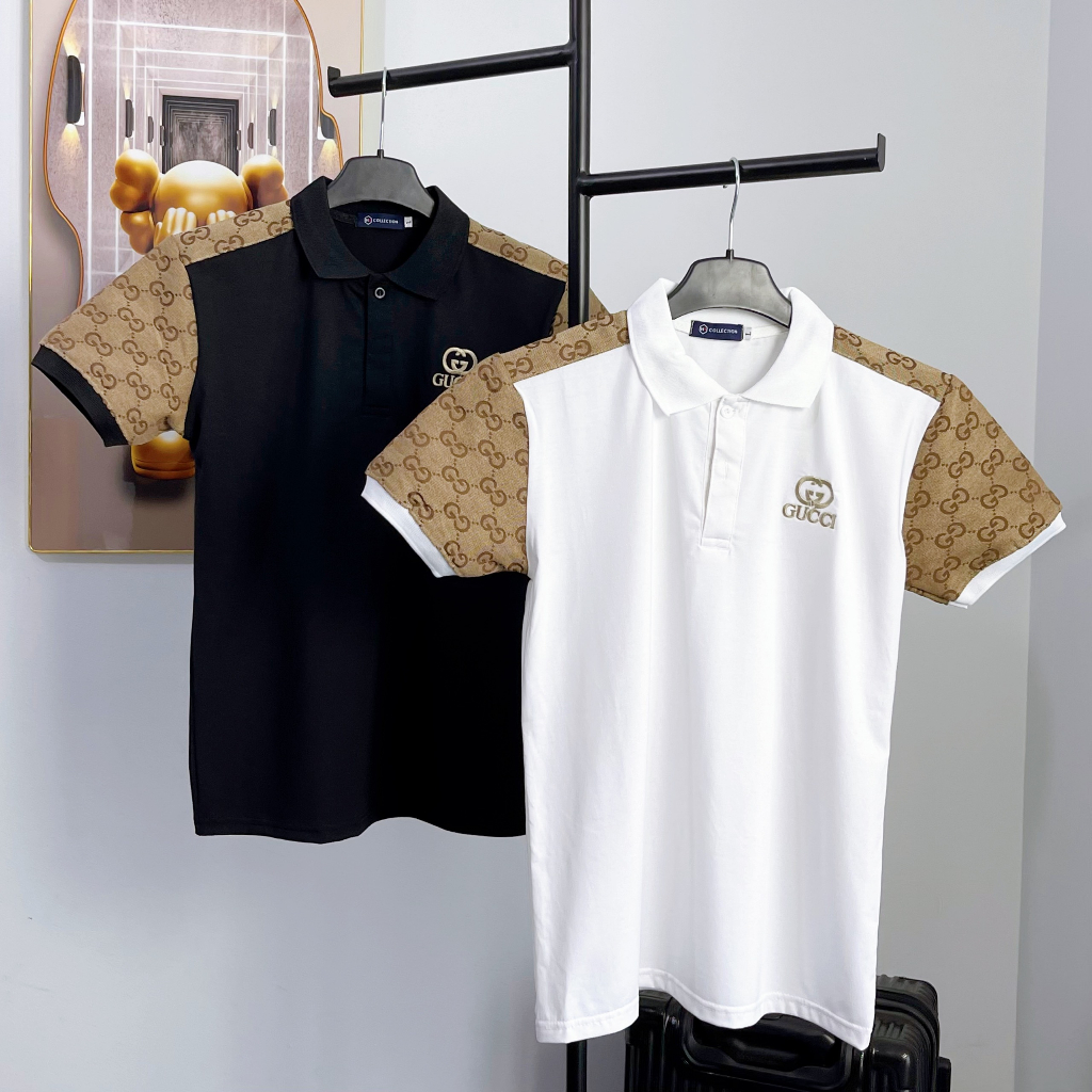 Áo thun polo nam, áo nam có cổ tay ngắn phối ngực in họa tiết DIO, thêu chữ và phối tay, chất vải cotton mềm mịn
