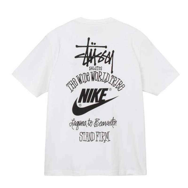 CHÍNH HÃNG - ÁO STUSSY NIKE_ CODE 1775-100 T-SHIRT - ÁO THUN TEE CỔ TRÒN TAY LỠ MÀU TRẮNG