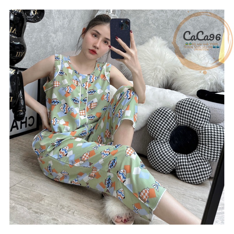 Đồ bộ tole, bộ lanh mặc nhà Vnxk F21 thiết kế 2023 8 tất sát nách ,mỏng nhẹ, siêu mát.