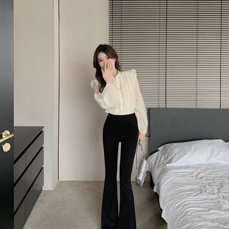 Quần ống loe có túi legging cotton nữ lưng cao co dãn / hách chân tôn dáng