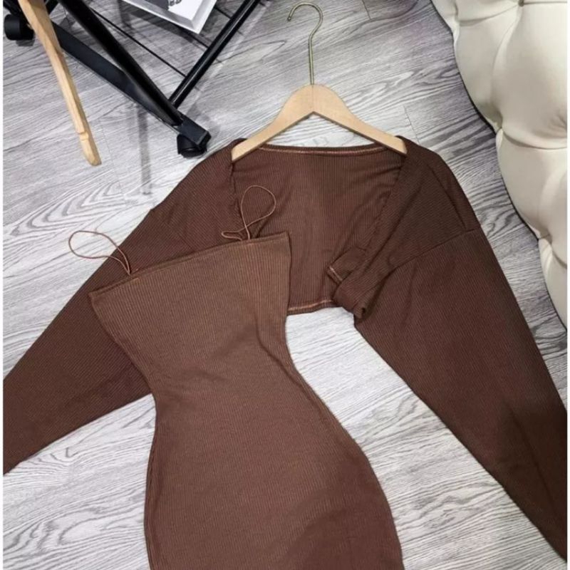 Đầm body 2 dây kèm khoác
