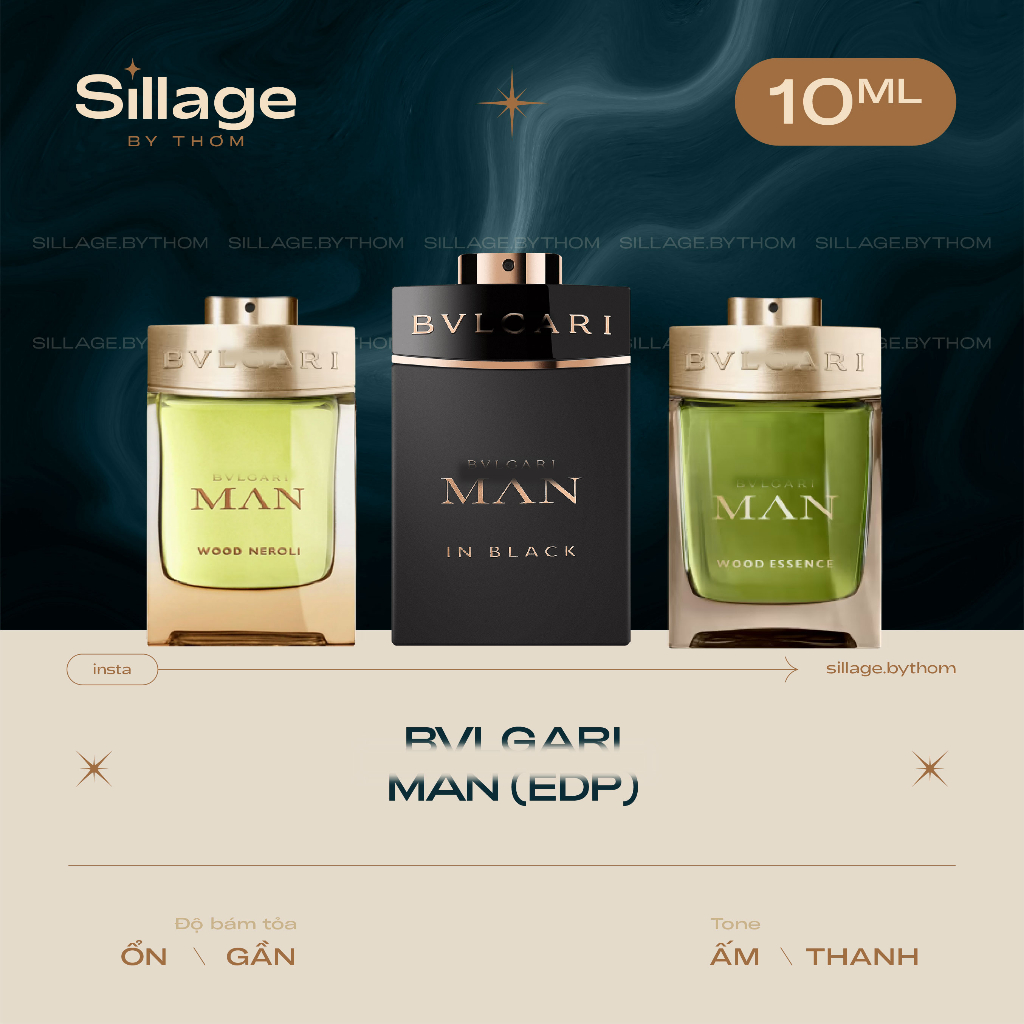 B .V .L .G. A .R I  MAN IN BLACK WOOD ESSENCE WOOD NEROLI EDP | Mẫu thử nước hoa nam