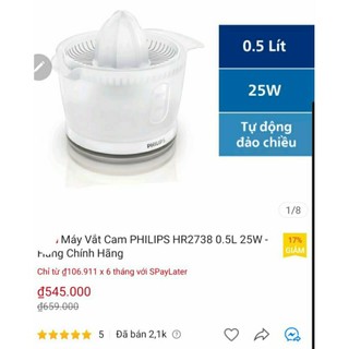 Máy vắt nước cam philips. hr2370 25w 0.5l mới fullbox