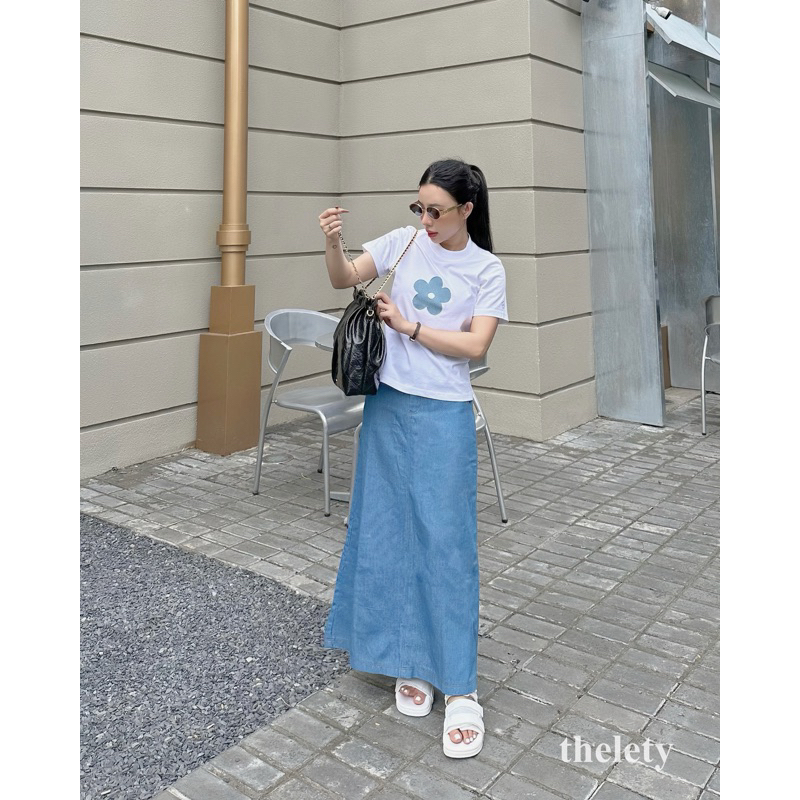 Áo Babytee Hoa Denim “FLOWER DENIM BABYTEE” | 𝐭𝐡𝐞𝐥𝐞𝐭𝐲