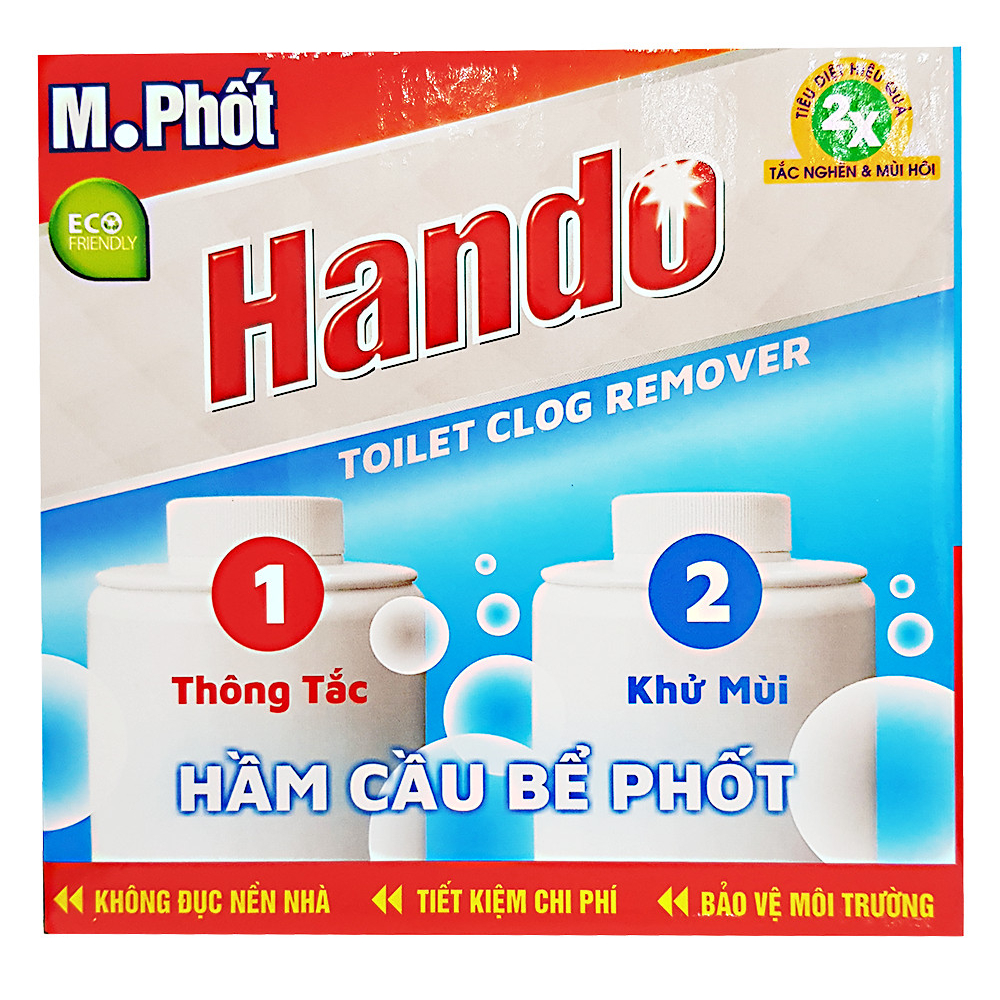 Bộ Thông tắc + Khử mùi hầm cầu M.phốt Hando 860g (2 chai)