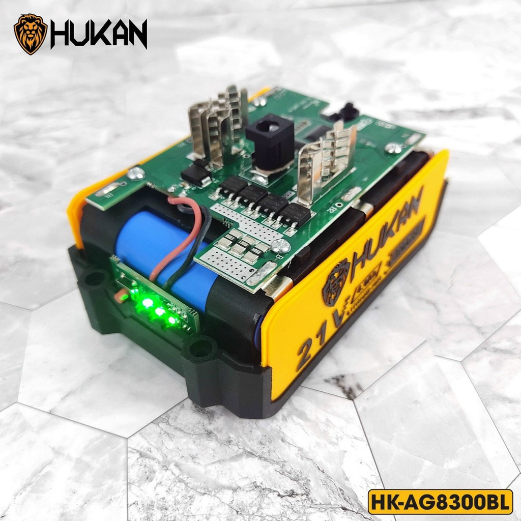 Máy cắt pin HUKAN HK AG8300BL động cơ không chổi than, chân pin phổ thông hàng chính hãng