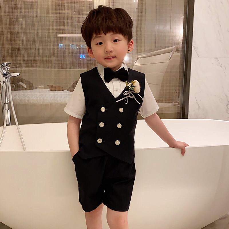 Vest Gile công tử cao cấp 5 chi tiết cộc tay cho bé trai - Shubim Kids