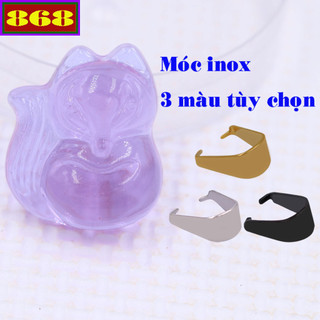 Mặt dây chuyền Hồ ly pha lê tím 4.2 cm kèm vòng cổ dây da đen + móc inox - Hồ tiên, Hồ ly tinh