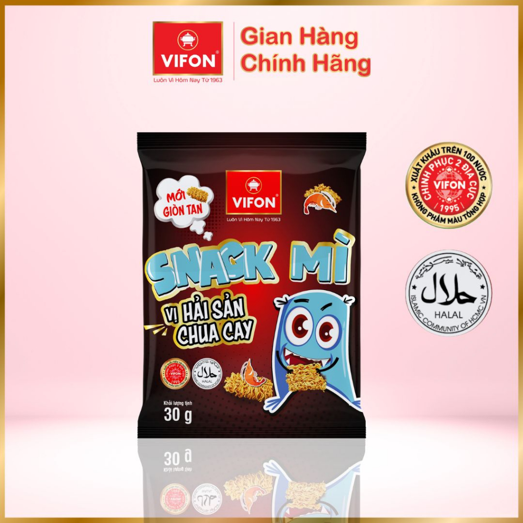 Set 10 gói Snack Mì vị Bò Nướng/ Hải Sản/ Phô Mai VIFON 30gr/gói