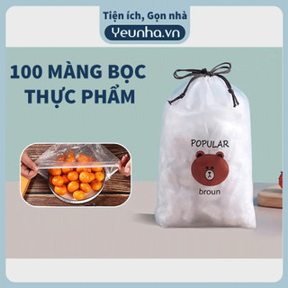[Chất xịn đủ 100 bọc] Màng Bọc Thực Phẩm Bảo Quản Đồ Ăn Trong Tủ Lạnh Co Dãn Có Chun Siêu Dai - Yêu Nhà VN