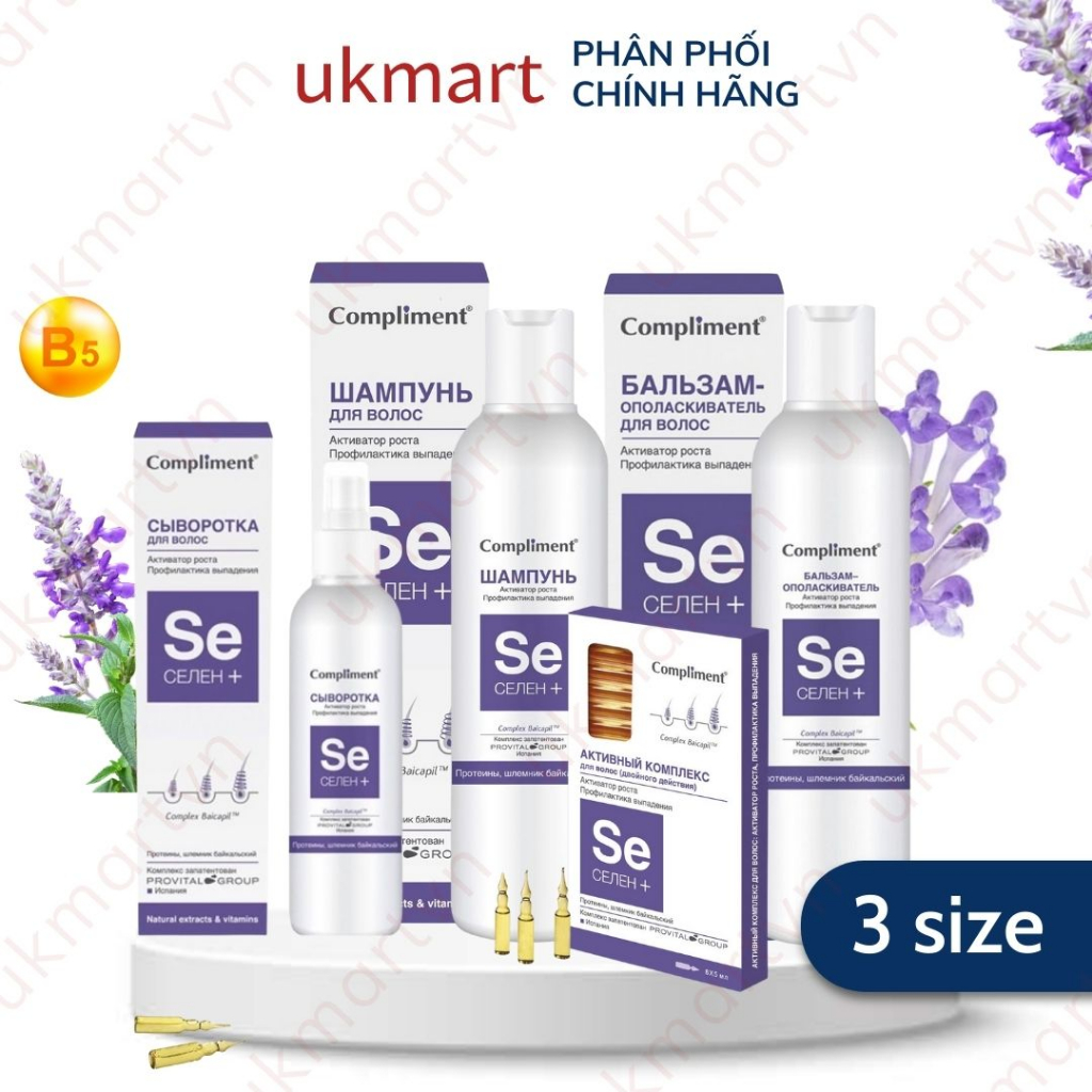 Dầu Gội Xả Compliment Selen Sạch Sâu Giảm Rụng, Làm Mọc Tóc 200ml