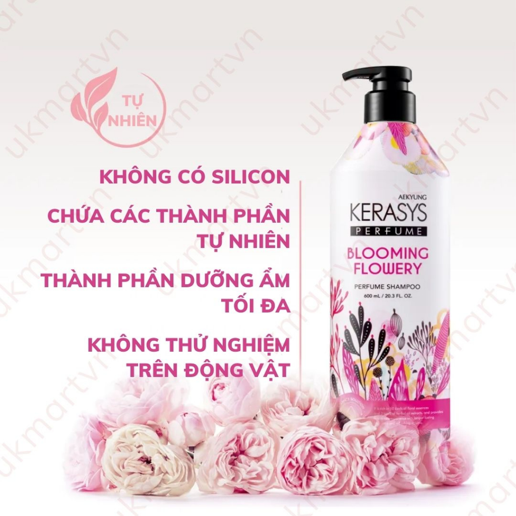 Dầu gội Dầu xả Nước Hoa Cho Tóc Khô Xơ, Chẻ Ngọn Kerasys 600ml Perfume Blooming & Flowery Rinse