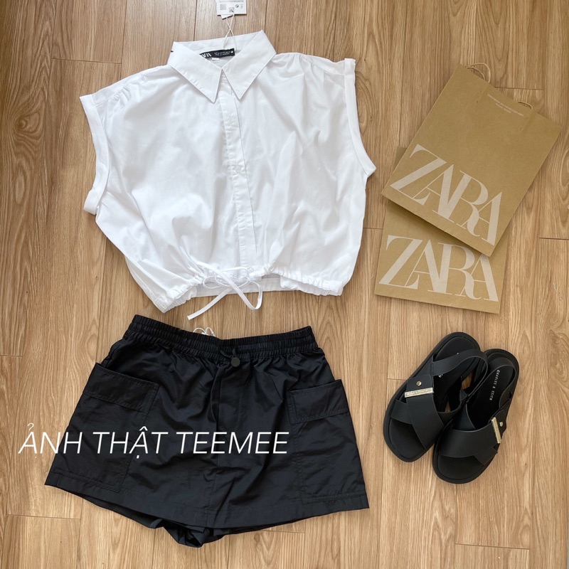 Áo sơ mi cộc tay dây rút Za.ra