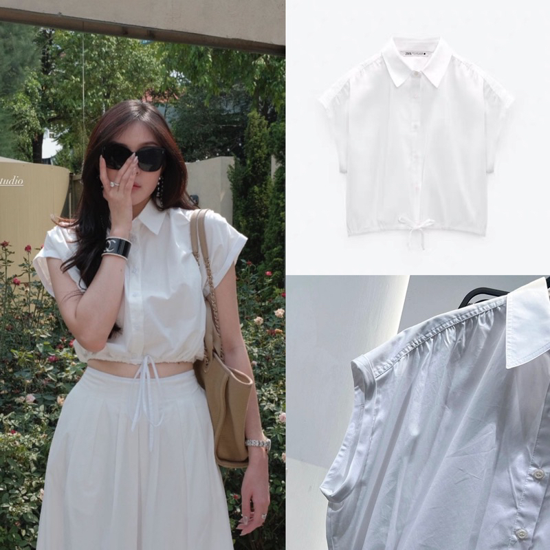 Áo sơ mi cộc tay dây rút Za.ra