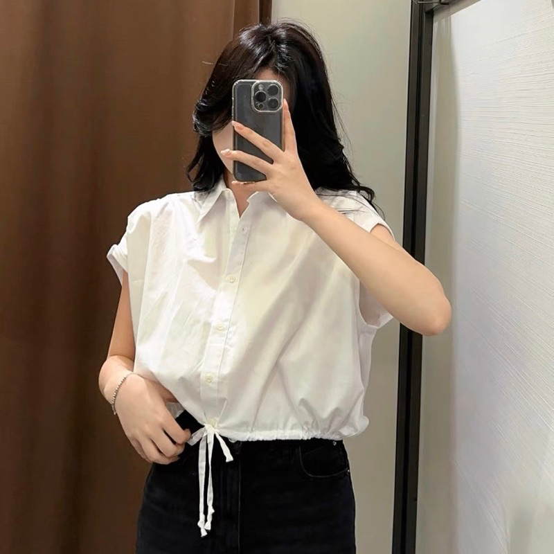 Áo sơ mi cộc tay dây rút Za.ra