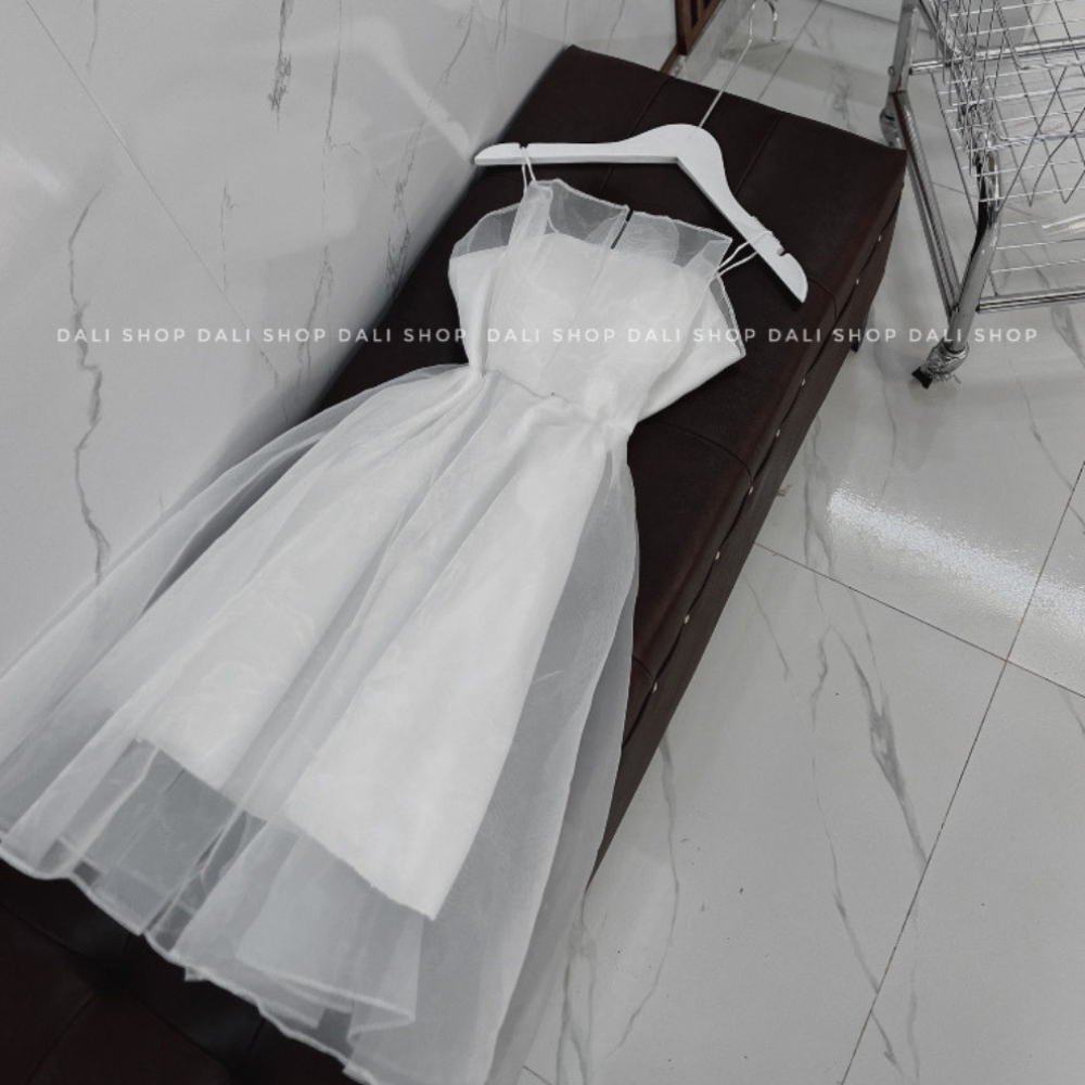 Váy voan xếp li 2 lớp bánh bèo có sẵn đệm ngực, váy cúp ngực tiểu thư | BigBuy360 - bigbuy360.vn