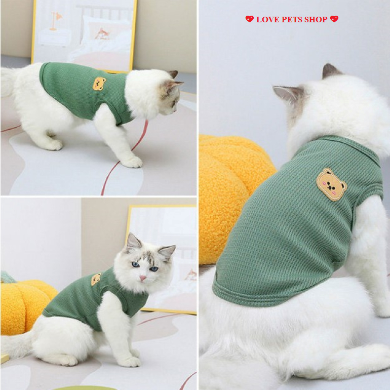 Áo ba lỗ cho Chó Mèo gắn hình mặt gấu - Love pets shop