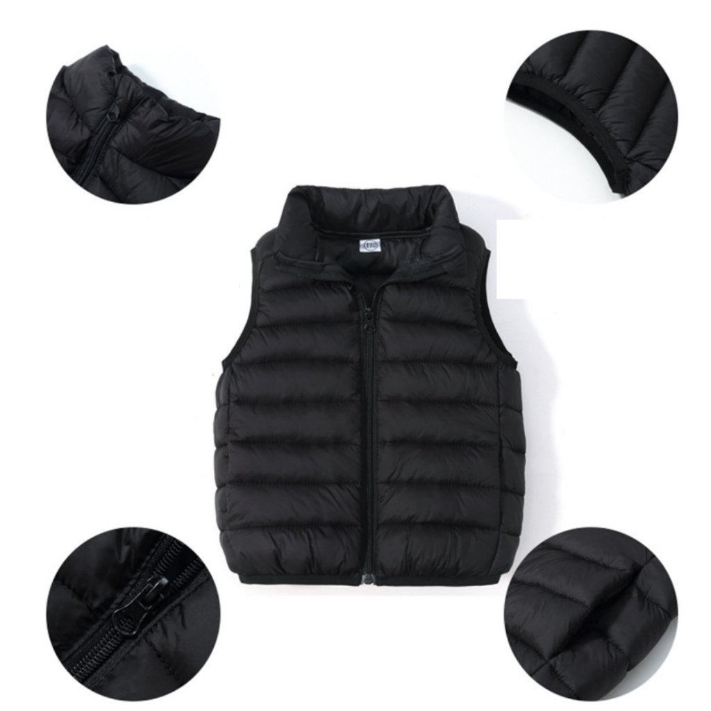 Áo khoác Gile không mũ có túi siêu mềm mại, Áo gile siêu nhẹ trần bông cho bé từ 4-13 tuổi