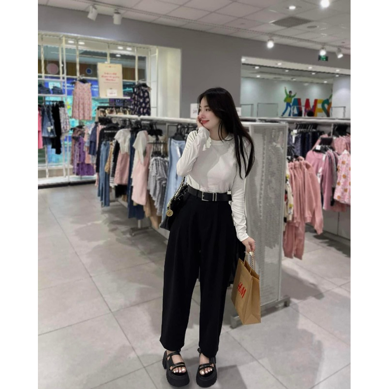 MÃ 6326 QUẦN BAGGY VẢI CHIẾT LY KÈM DÂY LƯNG