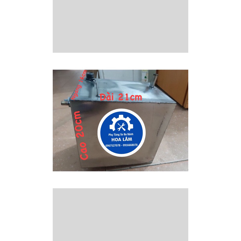 Thùng dầu inox xe ba bánh - xe ba gác - xe lôi