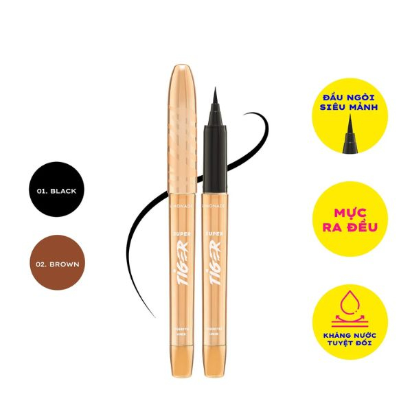 Bút Kẻ Mắt Lemonade Supertiger Tigereyes Liner Cọ Mảnh Lâu Trôi 1g