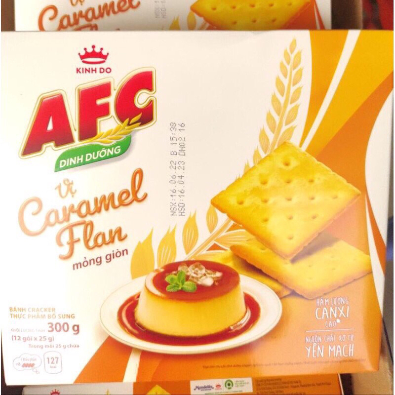 Bánh AFC Hương Vị Caramel Flan 300gam- Vị Cốm Non 261,6g