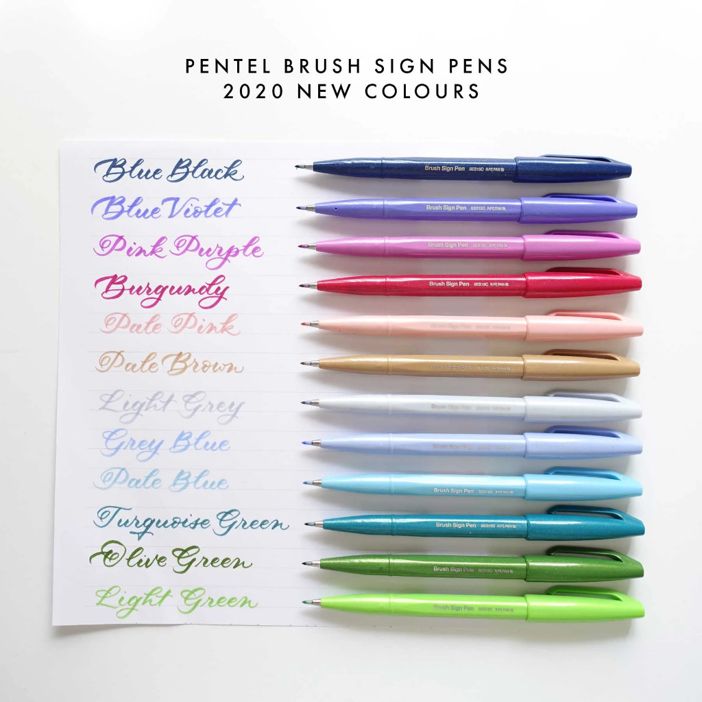 Bộ 6 Bút Viết Thư Pháp Pentel Fude Touch Brush Sign Pen New colour SES15C Màu Cơ Bản - Màu Pastel