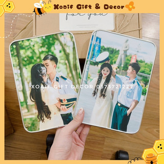 Khung gỗ lụa bo viền in ảnh theo yêu cầu, in khung ảnh để bàn