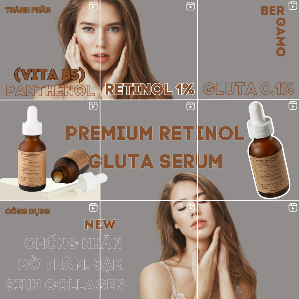 Serum Chống Lão Hoá Bergamo Premium Retinol Gluta 30ml