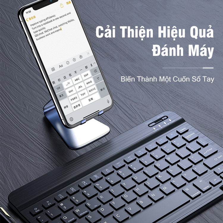 Bàn Phím Bluetooth Mini Không Dây Kèm Chuột Bàn Phím Kết Nối Điện Thoại Cho Điện Thoại Ipad Máy Tính Laptop